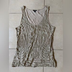 Express Women's L Cream Metallic Silver Crochet Overlay Tank Top